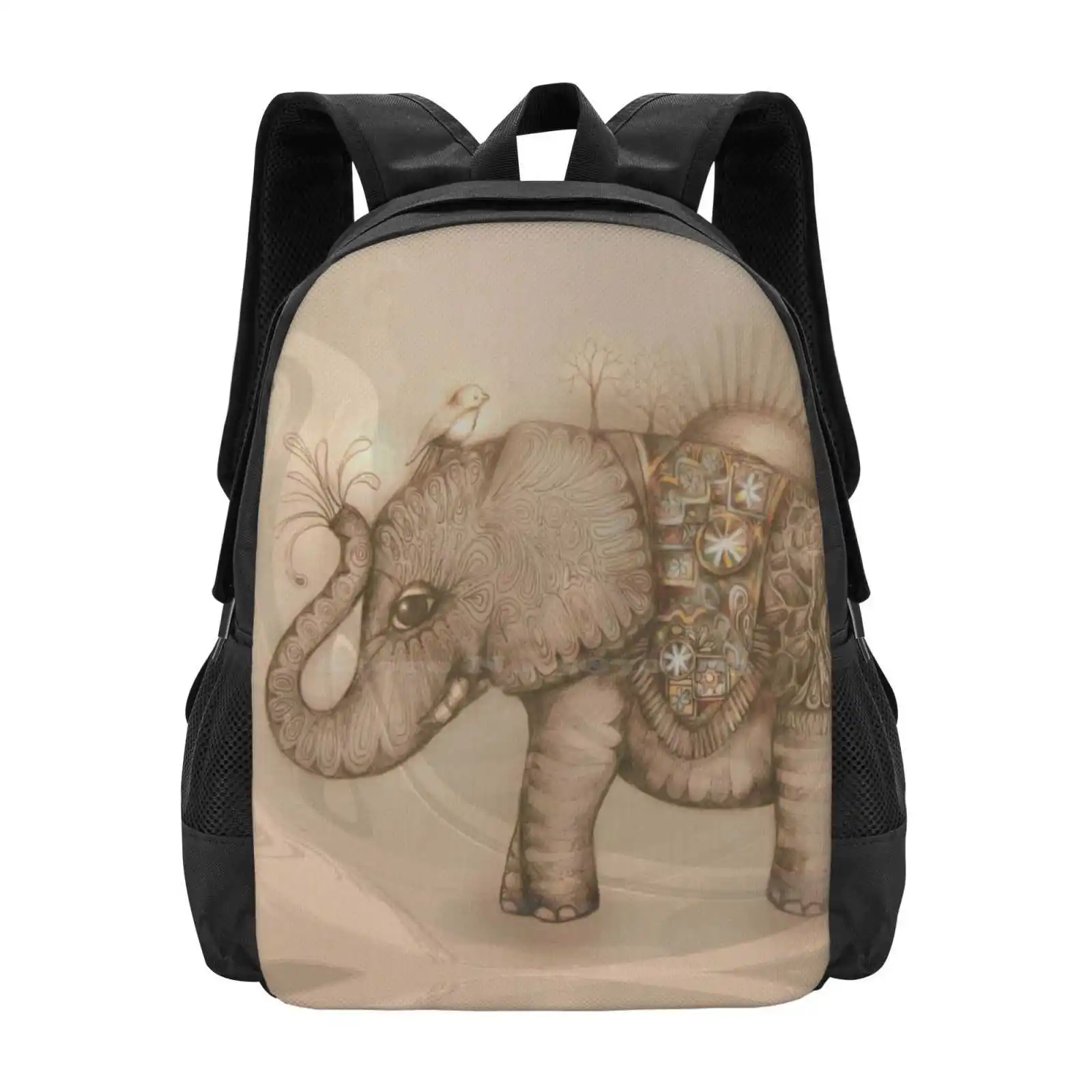 Magic Elephant Pattern Design Bagpack School Bags Artist Collectors Good Fortune Good Luck Karin Taylor Elephant Painting