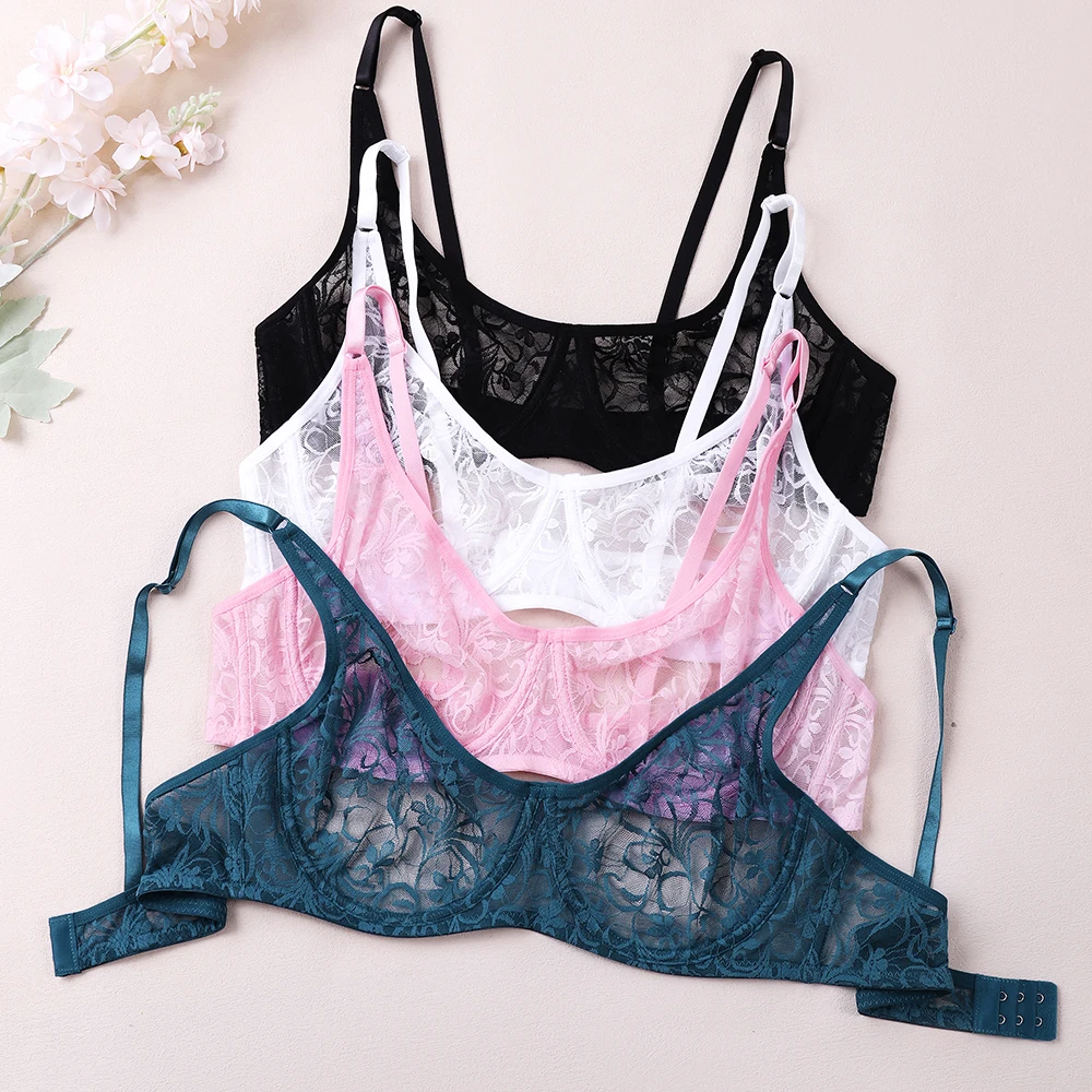Plus Size Sexy Lace Bras For Women Underwired BH Hollow Out Bra Bralette Womens Underwear Delicate Embroidery Lingerie Brassiere