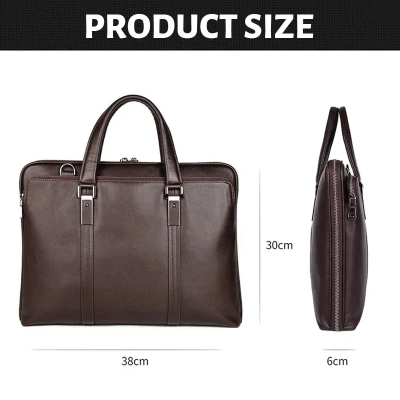 Luxury Genuine Leather Briefcase Men Leather Business Bag 15.6\