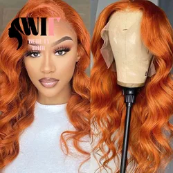 WIF Orange Synthetic Lace Front Wig Body Wave Heat Fiber High Quality Wigs Natural Hairline Women Makeup Cosplay Wig