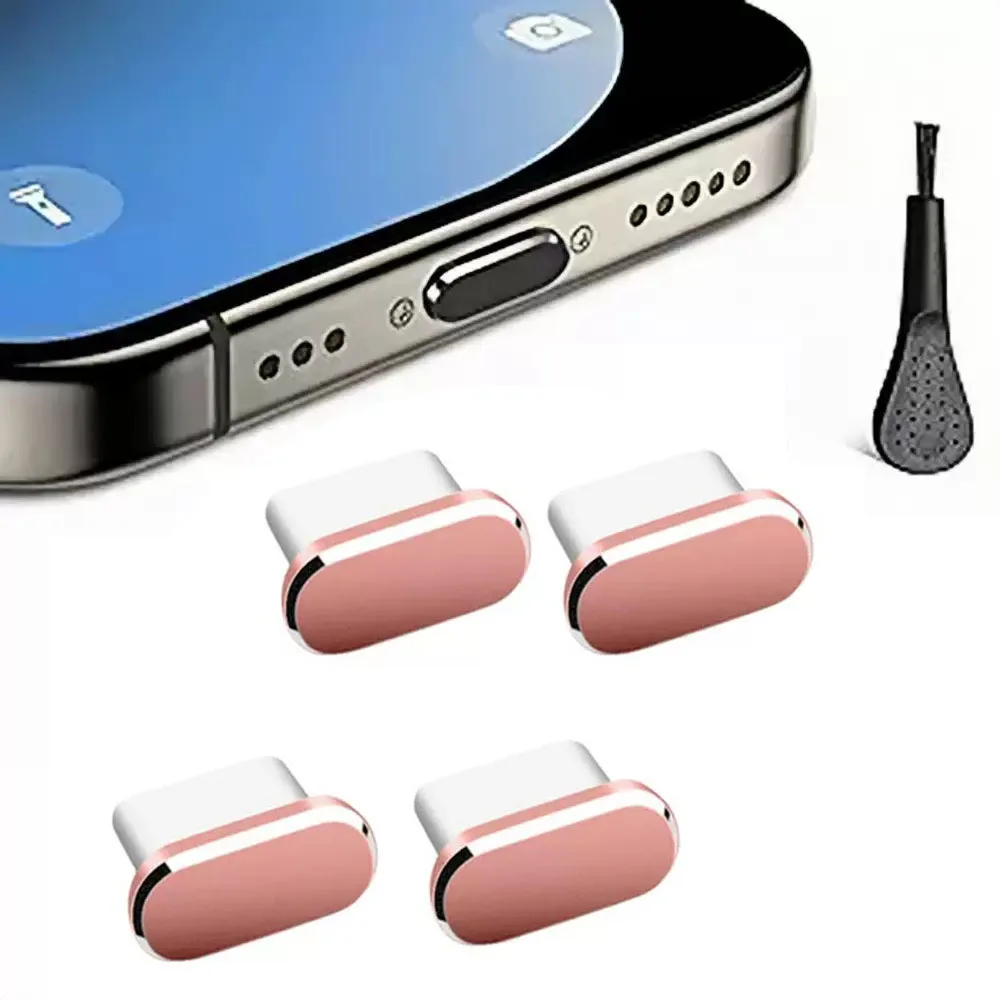

4 шт. USB C пылезащитная заглушка с чистящей щеткой, защита от пыли, USB-C, крышка порта зарядки, колпачки для смартфона iPhone15 17 Samsung