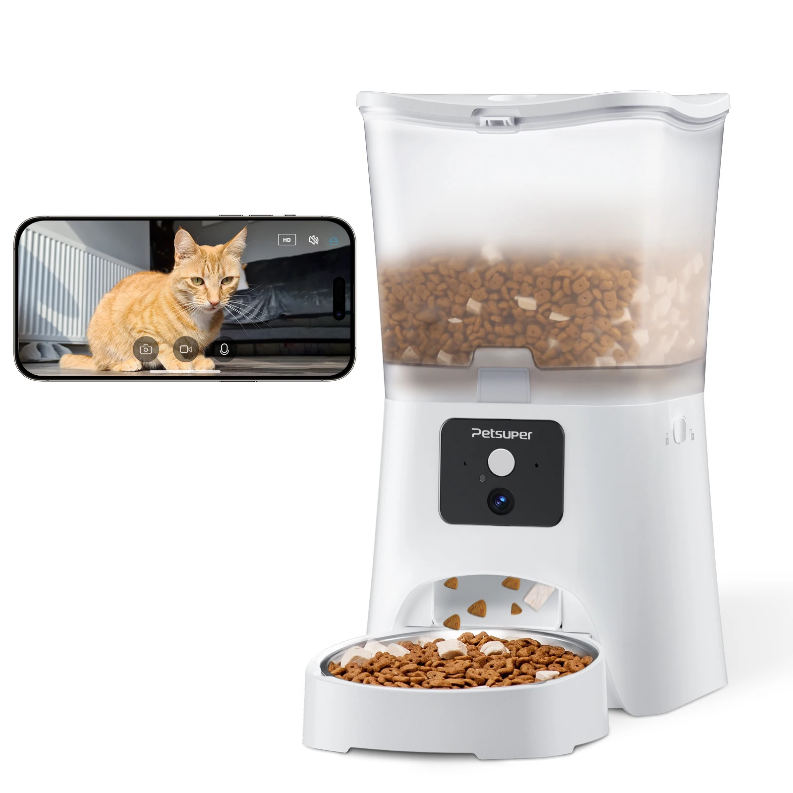

STLF New Arrival 5L Automatic Cat Feeder Timed Pet Dispenser Dry Food Stainless Steel Bowls Battery Powered for Cats and Dogs