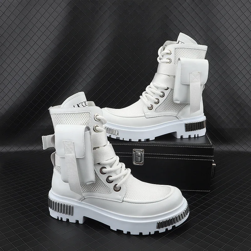 

Белые высокие дышащие ботинки, мужские летние ботинки 2023 года, новые молодежные ботинки Thin Me Airy Briti Sle с вырезами