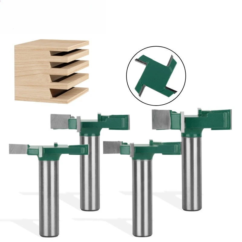 Four-bladed T-shaped knife, slotting knife, green woodworking milling cutter, large diameter, woodworking floor cleaning knife