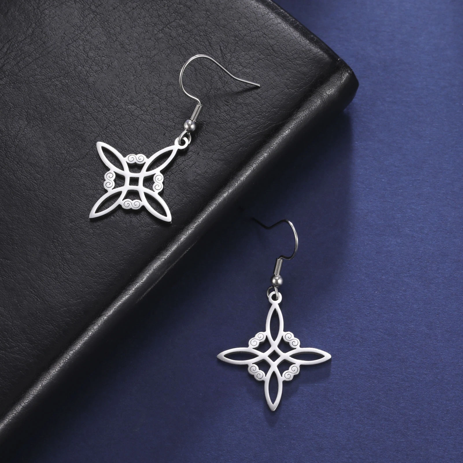 Skyrim Amulet Witch Knot Earring for Women Stainless Steel Witchcraft Drop Earrings Supernatural Wiccan Jewelry Christmas Gift