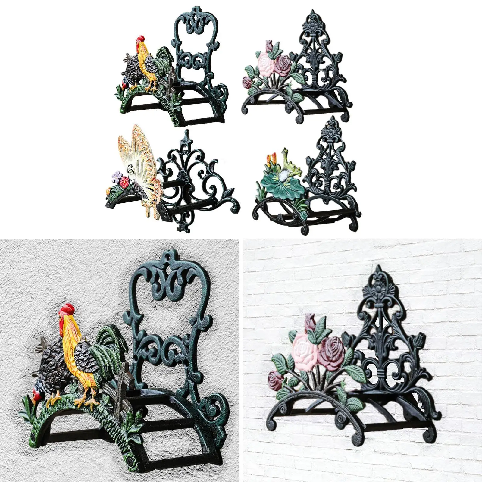 Garden Hose Holder Wall Mount Vintage Garden Hose Rack Organizer Cast Iron Heavy Duty for Yard Patio Fence Courtyard Home