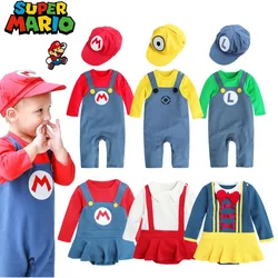 New Super Mario Bros Long sleeved Suit Baby Rompers Clothing 6 11 24 Moon Babies Toddlers Costume Onesie Kids Pyjamsa  Newborn