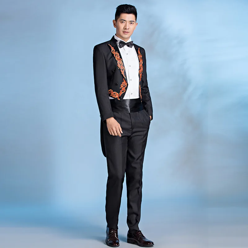 B239 New men's Performance Dress Set ricamato Tailcoat coro conducing banchetto Host Singer Dress