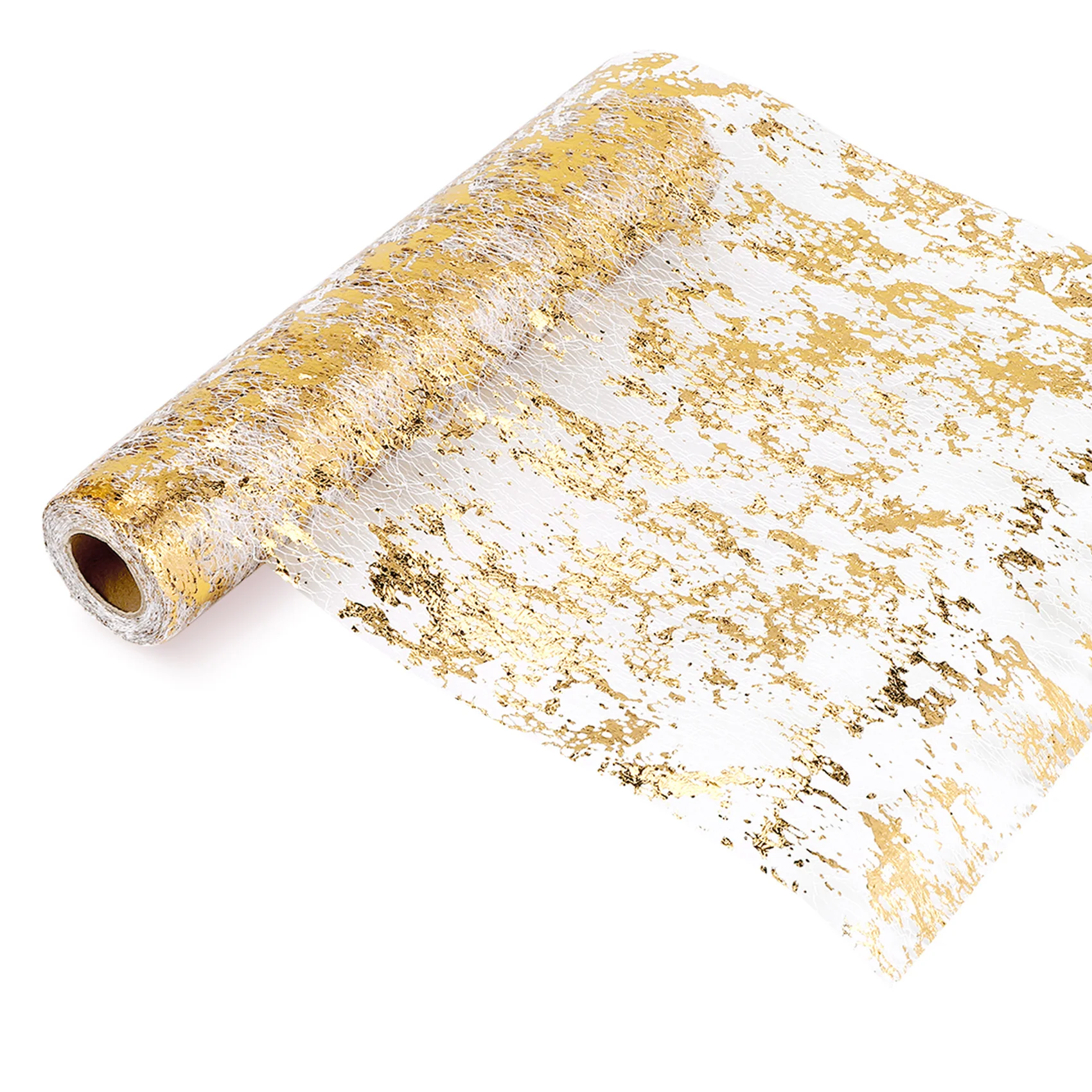 A010 Table Runner, Sparkling Polyester Tulle Ribbon Roll With Gold Foil,Birthday Party Wedding Christmas Decor