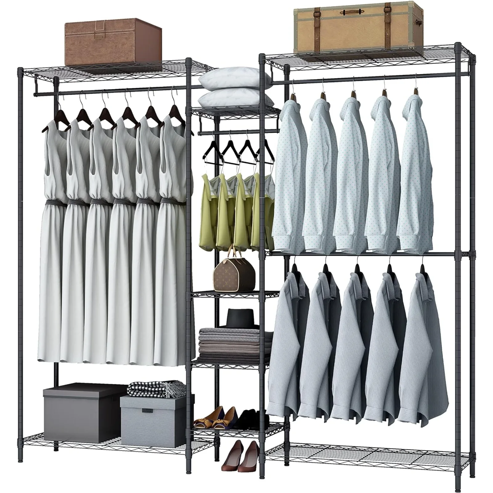 

US XIOFIO-Heavy Duty Garment Rack, Metal Clothing Rack, 4 Hanging Rods, US US