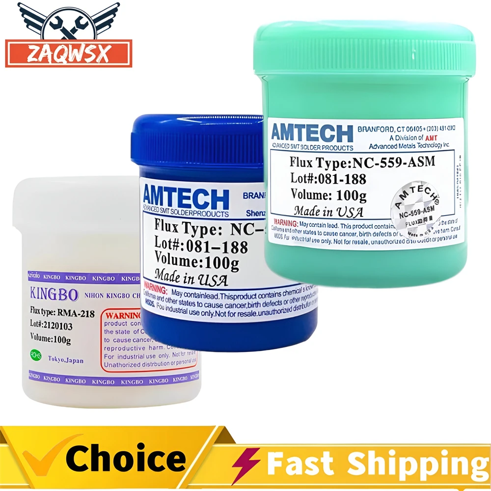 100% AMTECH NC-559-ASM 100g Flux Paste Lead Free Soldering Flux BGA Welding Commonly Used on Solder KingBo 218