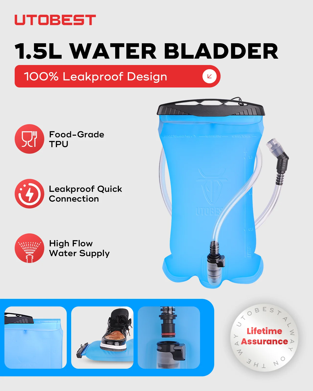 UTOBEST Trail Running Backpack 5L Ultra Lightweight Hydration Vest with 1.5L Water Bladder for Bicycle Marathon Hiking