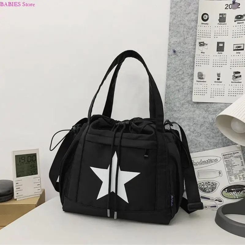 

C9GB Large Capacity Crossbody Bag for Women Man Star Print Messengers Bag Nylon Handbag Shoulder Bag Student School Bag