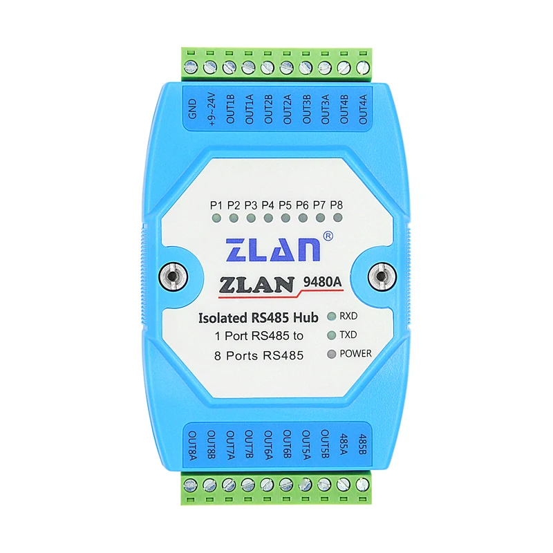 

485hub 8 повторитель-сплиттер 485hub модуль изолятора сигнала 1 минута 8 портов промышленного класса 485 коммуникационный концентратор ZLAN9480A