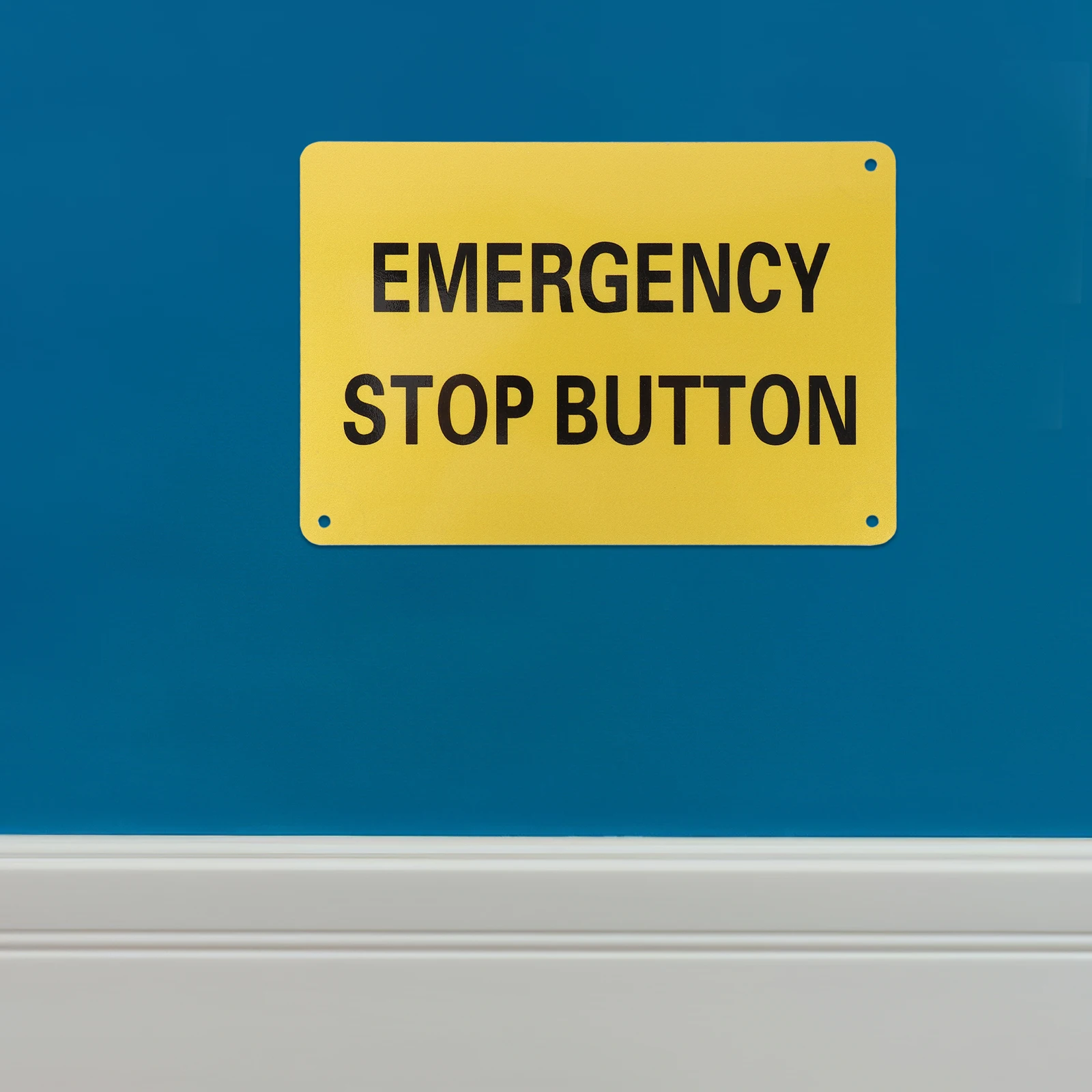 

Aluminum Emergency 10x7 Inches Yellow Metal Emergency Stop Sign Black Letters Safety Warning Metal Traffic Sign Equipment