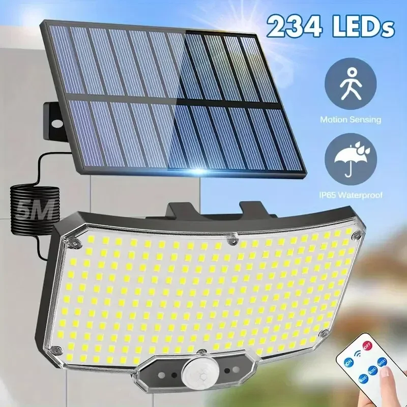 

LED Solar Street Lights Security Flood Lamp With Motion Sensor 3 Mode Waterproof Split Wall Lamp For Outdoor Garden Courtyard