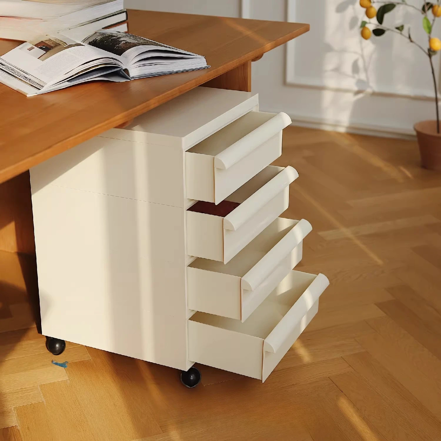Removable drawer locker storage cabinet ins wind beige multi-functional living room locker