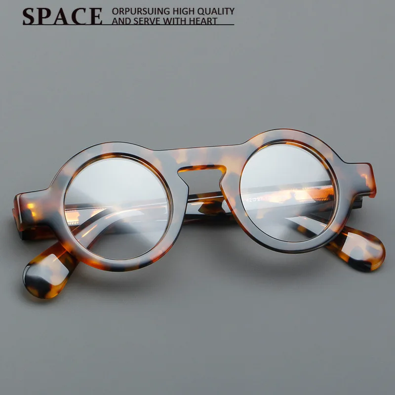 New Vintage Thick Round Acetate Eyeglasses Frame Unisex Fashion Optical Prescription Myopia Spectacle Frame Multiple Colors