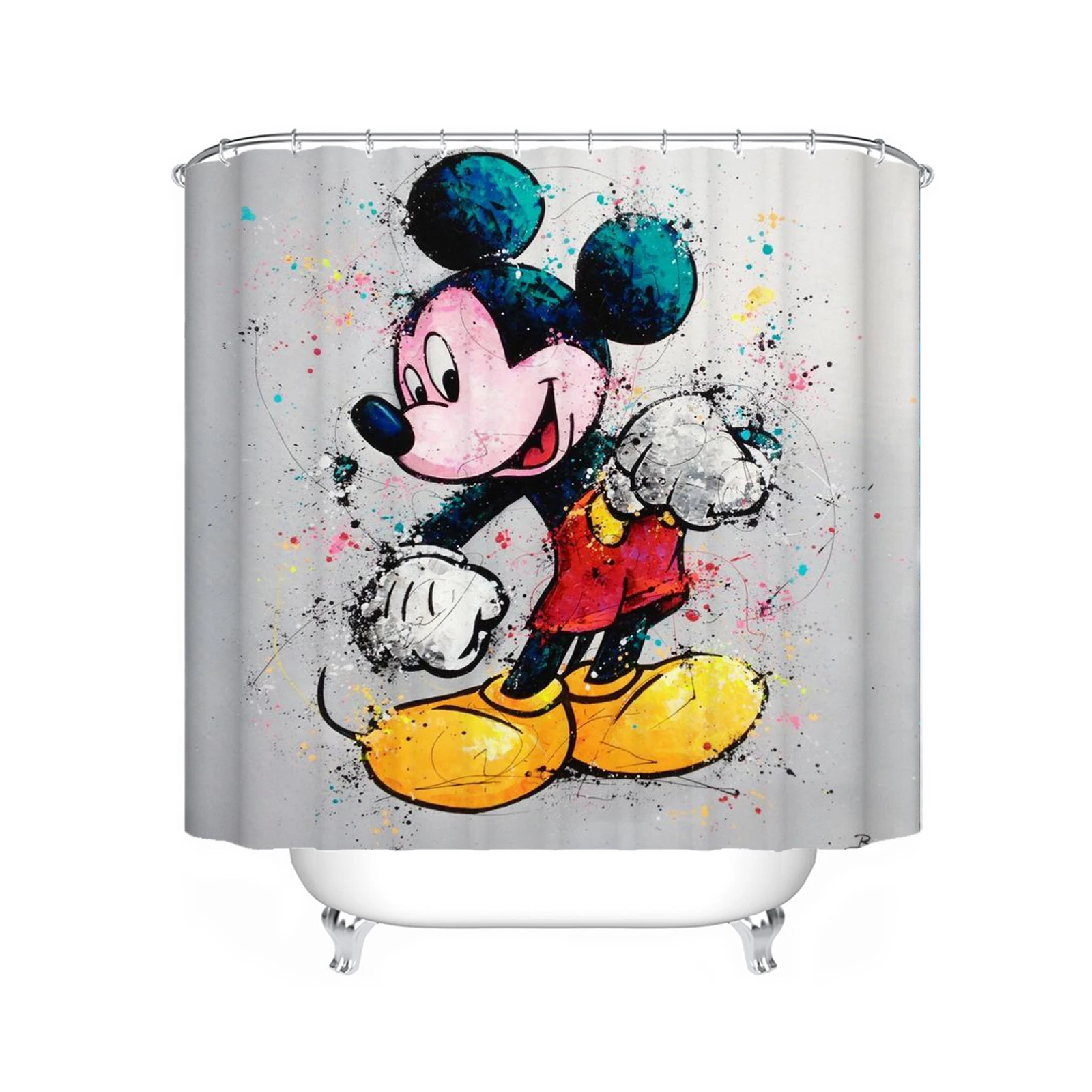 Mickey Bathroom Curtains Accessories Sets Luxury Shower Curtain Bath & Items Cute Waterproof Funny Anime