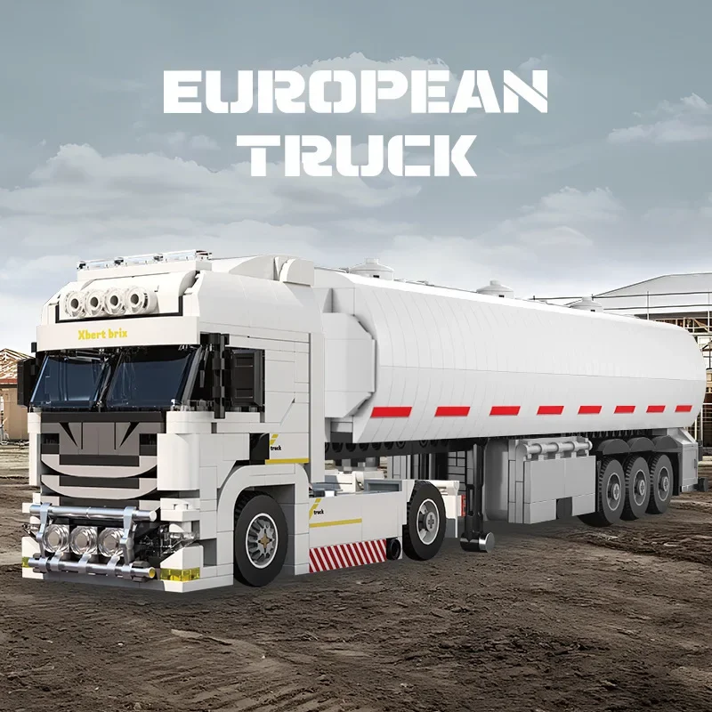 

European Truck Head Building Blocks Connectable Container Trailer Brick Model Kit Boy Toy Adults Kid DIY Educational Gift 421PCS