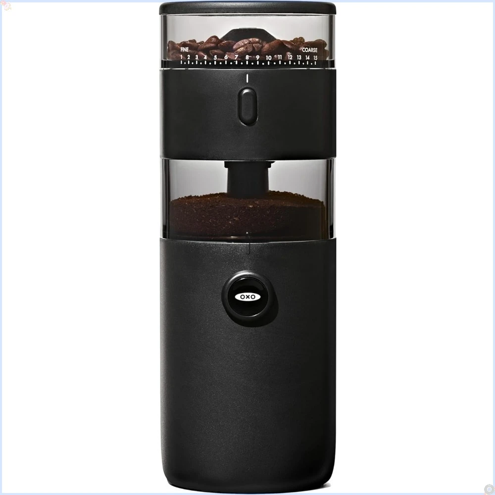 

Compact Conical Burr Coffee Grinder, a slim and powerful grinder with precise grind size adjustment, 11 inches and 4 inches