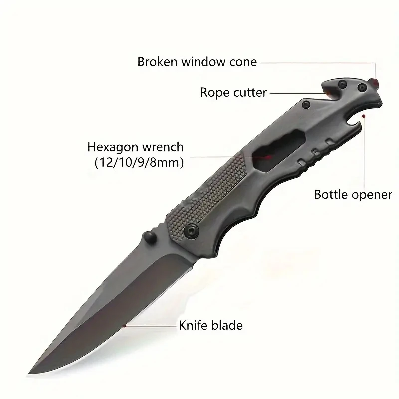 Outdoor Folding Knife High Hardness Stainless Steel Portable EDC Camping Pocket Knife Hiking Travel Self Defense Survival Knife