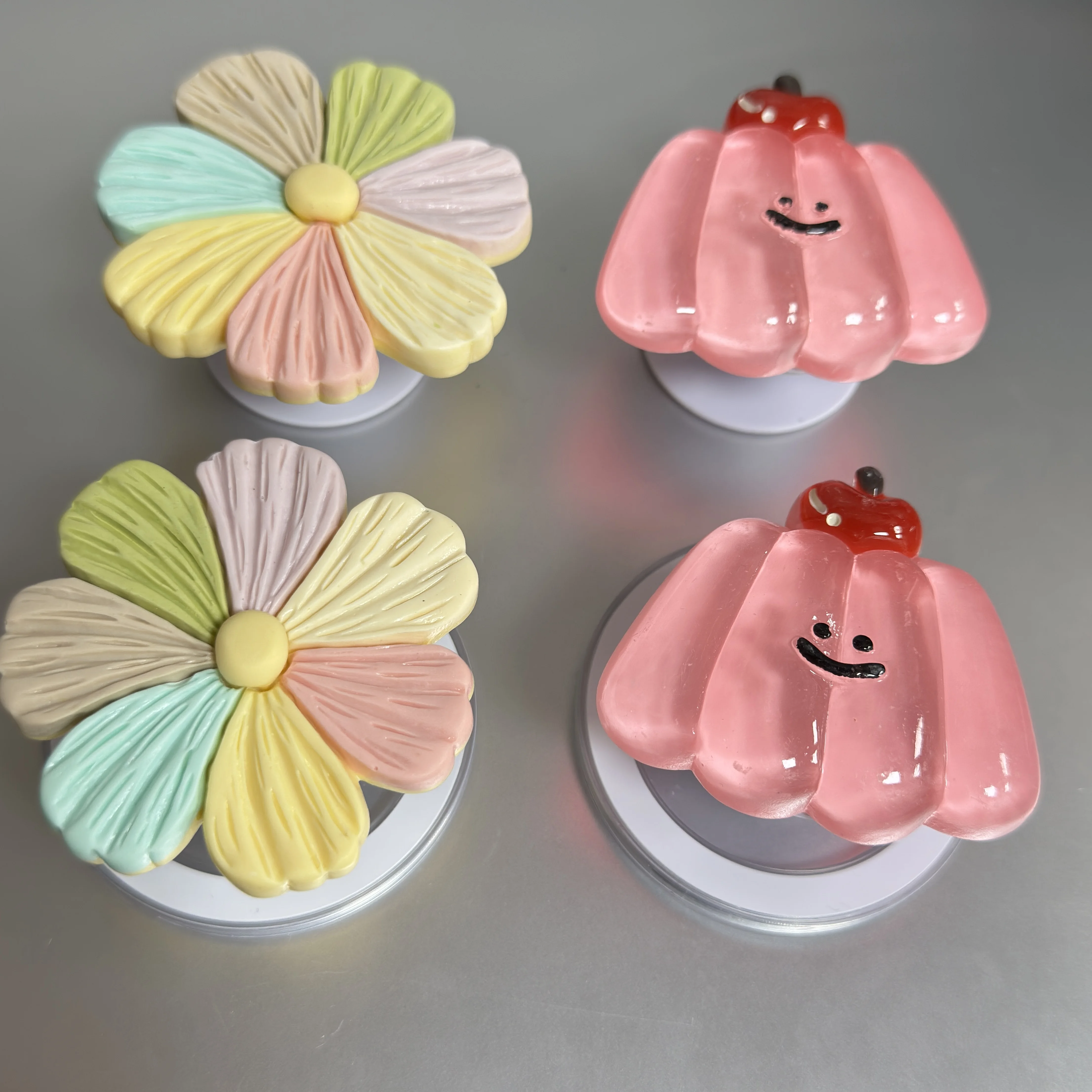 

Cute Pumpkin Tomato Rainbow flower Phone Holder Griptok Support For iPhone Samsung Cases Grip Tok Socket Bracket Girl Gift