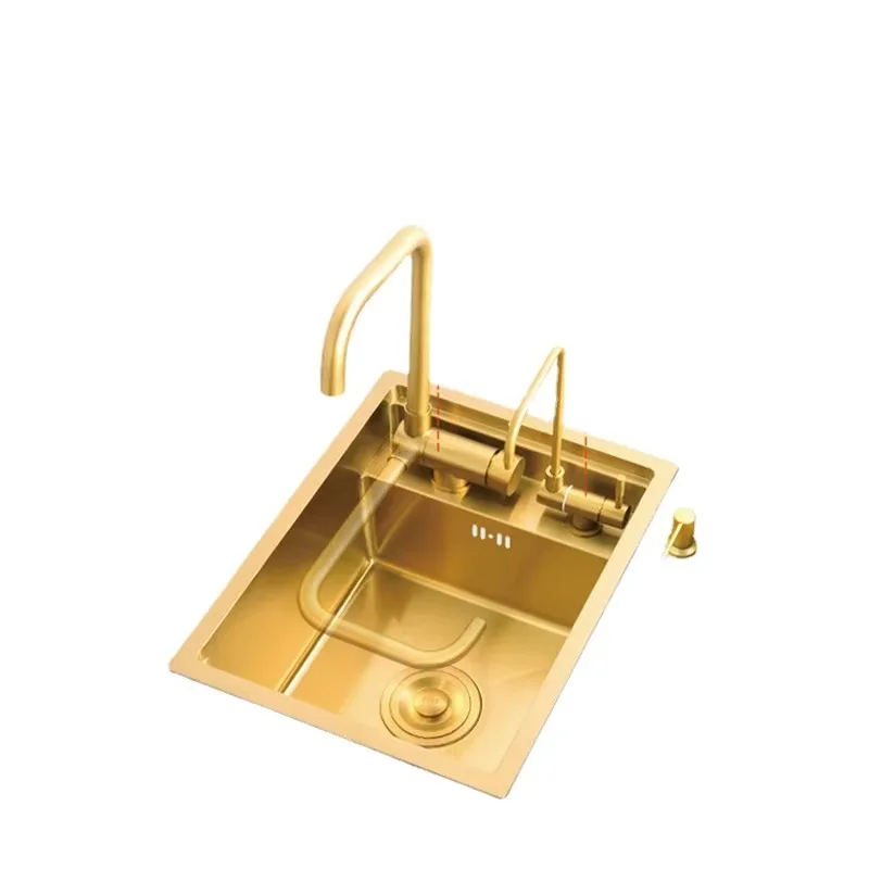 

Gold Nano 304 Stainless Steel Kitchen Bar Cover Hidden Single Kitchen