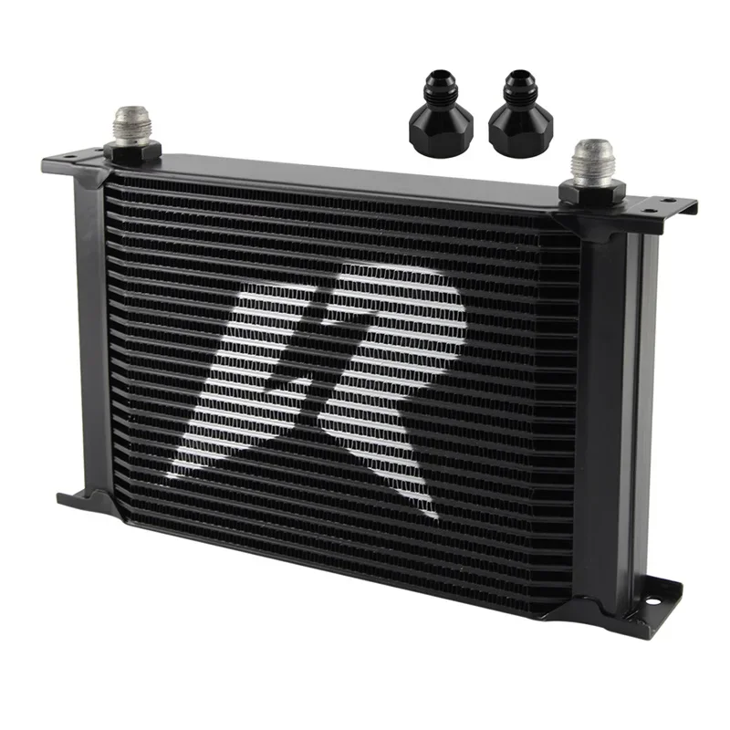 New AN8 25 Row Stacked Plate Oil Cooler 6AN Adapter Universal Radiator 8AN to 6AN Aluminium