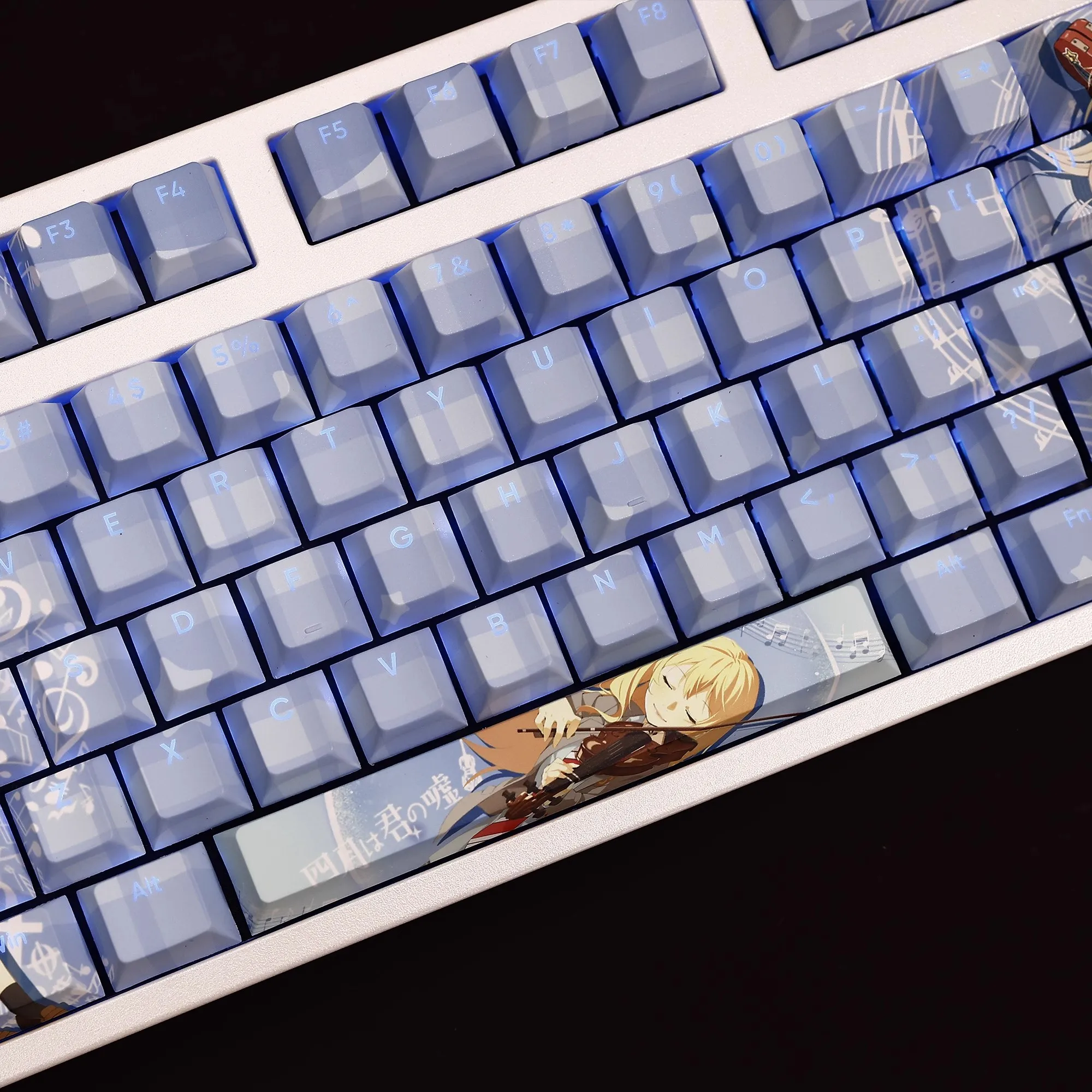 Imagem -03 - Desenhos Animados Anime Gaming Key Caps Keycap Pbt Backlit Seu Live em Abril Miyazono Kaori Ansi 61 87 104 108 Chaves Set