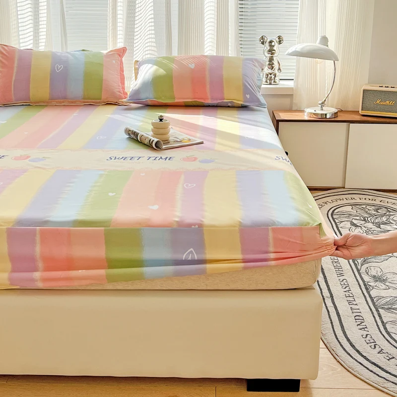 Rainbow Cartoon Mattress Covers Soft & Comfy Fitted Sheets Set with Elastic Bedding Cover for Bedroom, Guest Room, Dorm Decor