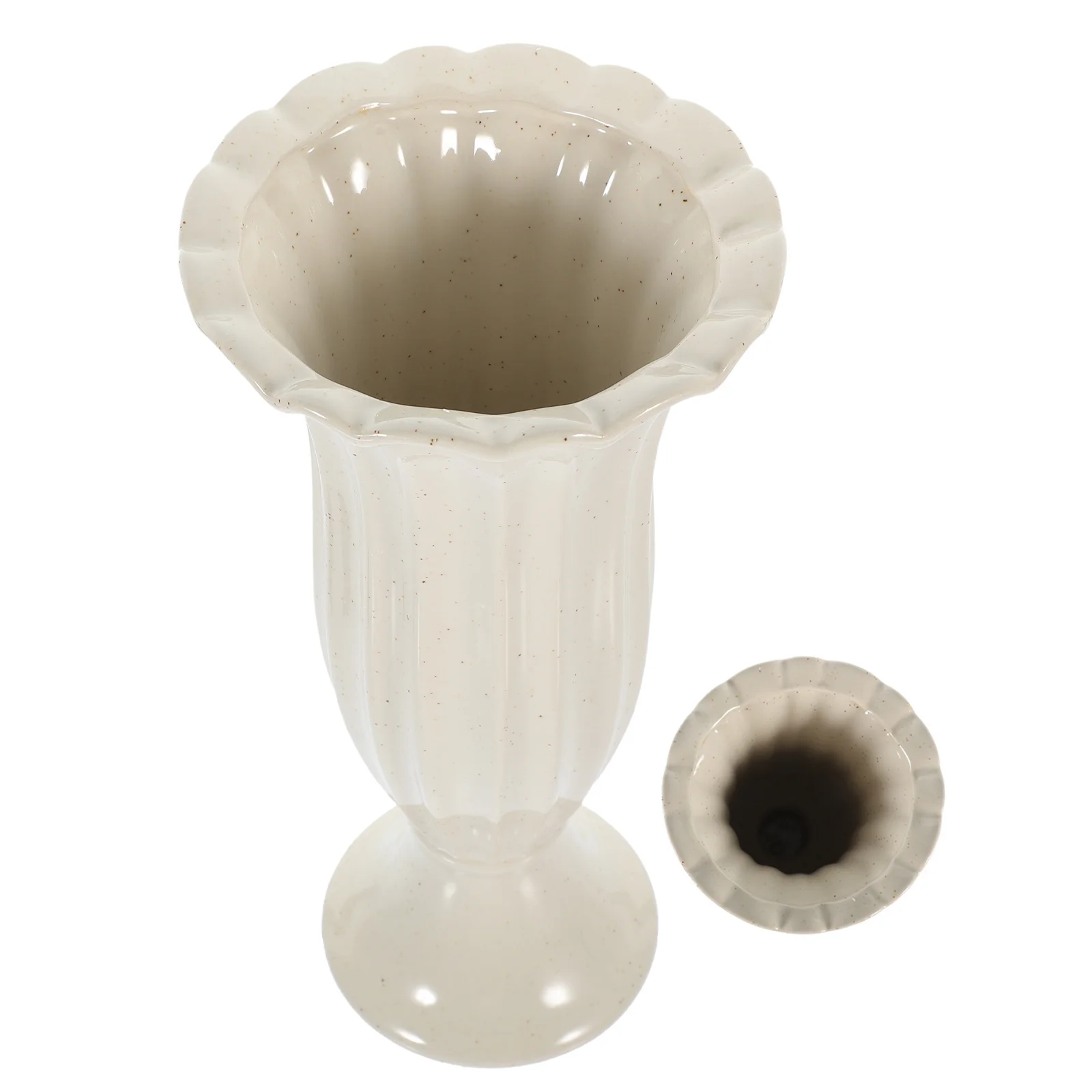 

Exquisite Ceramic Grave Flower Holder Upright Memorial Vase for Lawn Events Indoor Outdoor Flower Arrangement Display