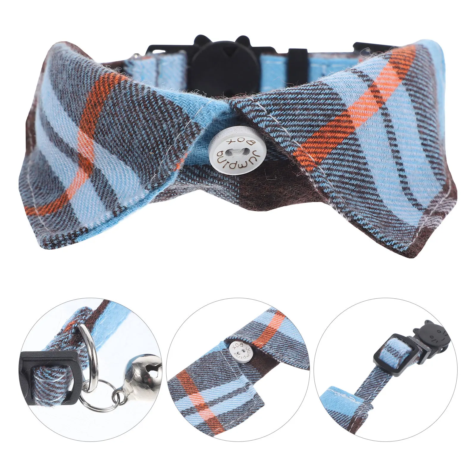 

Cat Collar Adjustable Check Pattern Bell For Kitten Pet Collars Small Size Decorative Comfortable Collar For Daily Wear