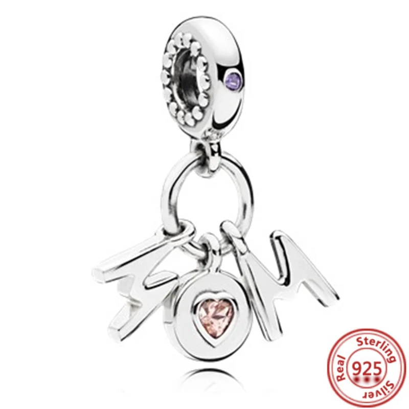 925 Prata Bead Fit pandora charme pulseira, pingente de coração, amor para sempre, mãe, esposa, batom, salto alto, jóias presente, dia das mães, novo