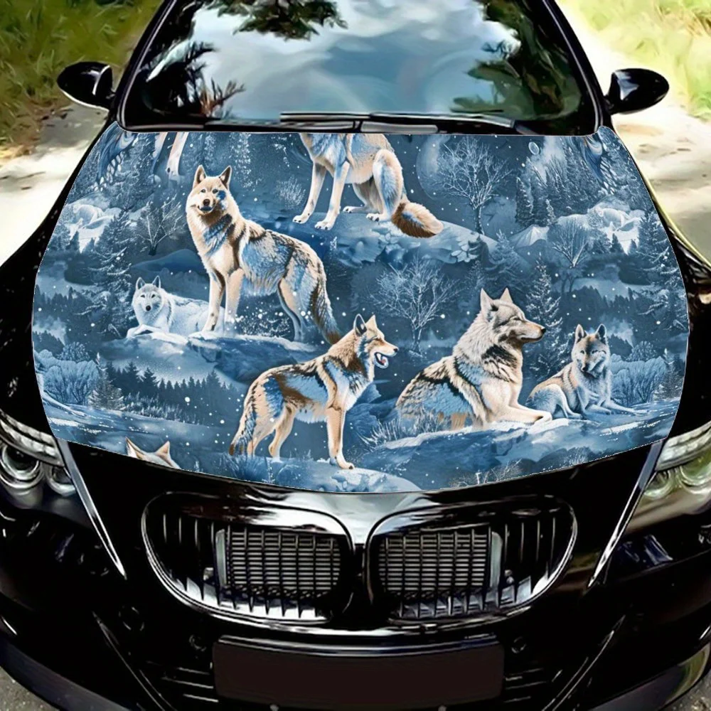 

Wolf in The Ice and Snow Car Hood Decal,Self-Adhesive PVC Hood Sticker Decor Scratch Resistant Sticker Protect,Auto Accessories