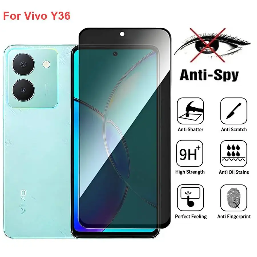

Vivo Y36 V2247 Anti Spy Privacy Tempered Glass Protector Compatible For Vivoy36 Full Cover Screen Phone Film