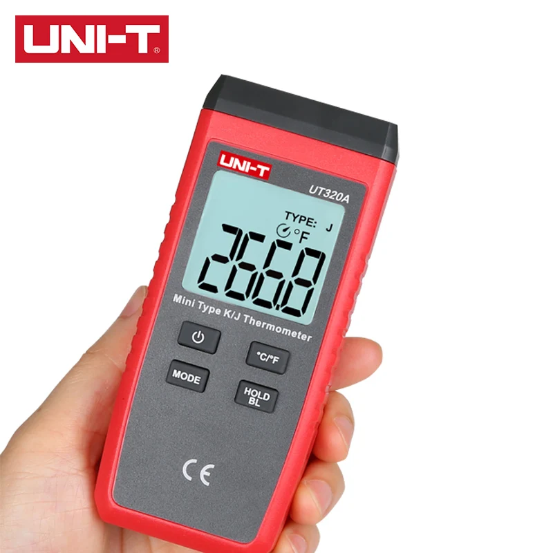 Termómetro UNI-T UT320A UT320D Mini tipo de contacto, amplio rango, alta precisión, a prueba de caídas, K/J, selección de sonda termopar