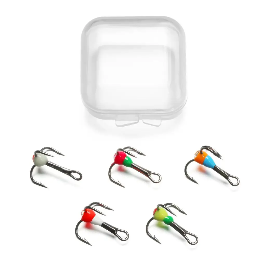 5pcs Fishing Hooks Winter Ice Fishing Hooks Three-jaw Hook High Carbon Steel Tackle Tools Carbon Steel Sinking Bait 8# 10# 12#