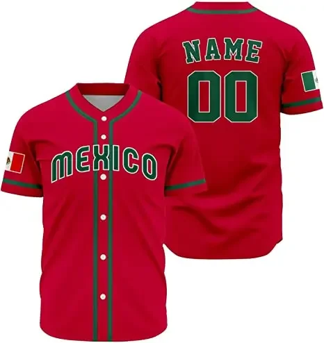 Custom 2024 World Mexico Baseball Jersey Adults Sports Baseball Classic Shirts Printed Personalized Name Number for Men