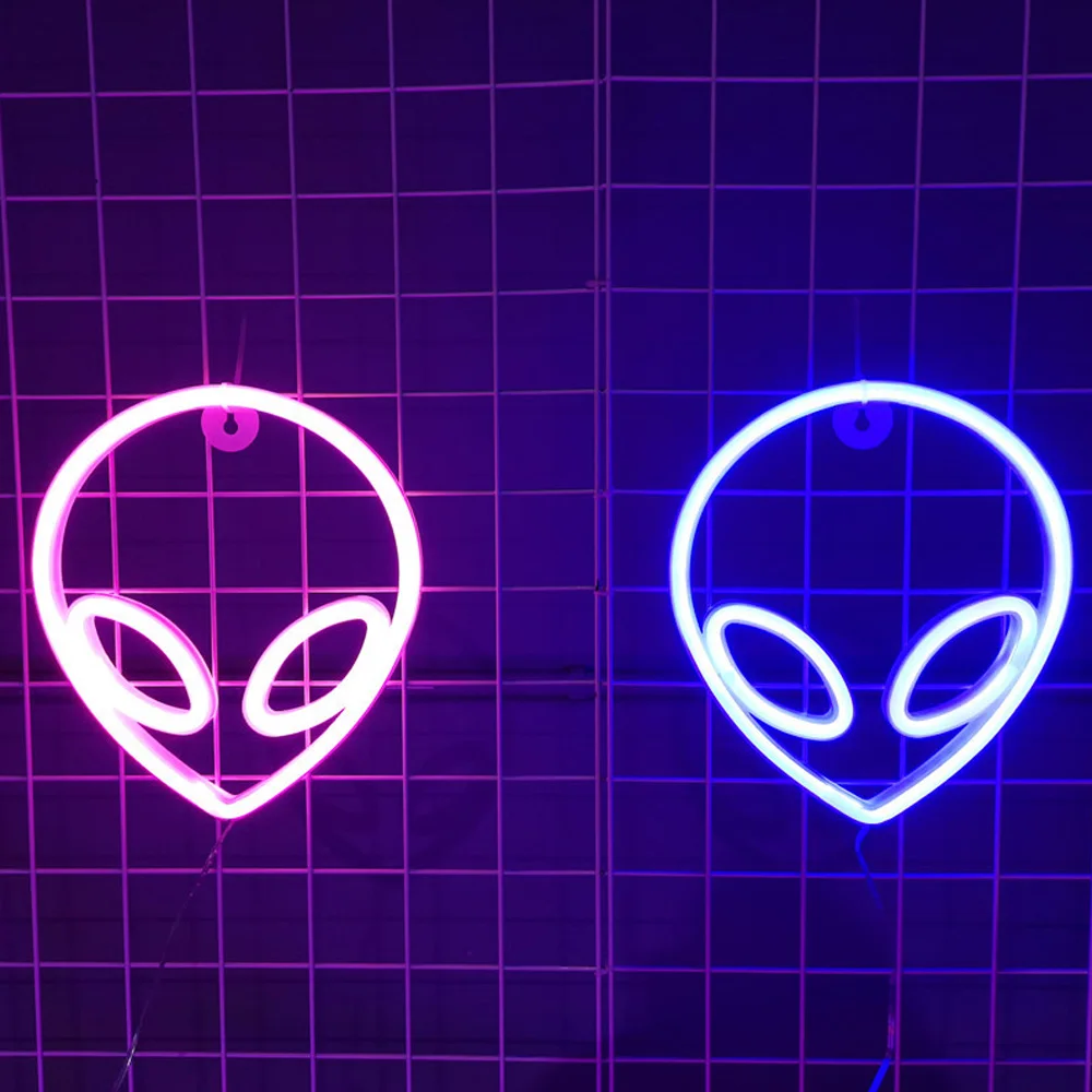 LED Alien Neon Lights Modeling Colorful Lights Hanging Wall Ambient Lights Holiday Party Gaming Room Bedroom Decoration Lights