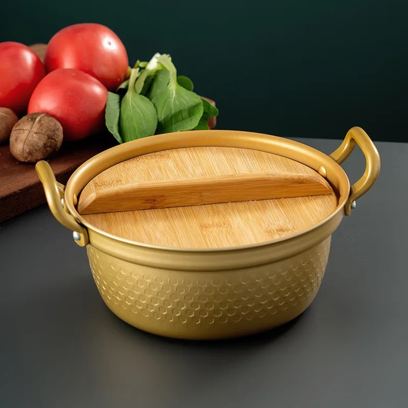 Bamboo Covered Household Small Soup Pot Non Stick Two Ear One Person Food Pot Boiled Noodle Milk Pot Cookware Cooking Pot