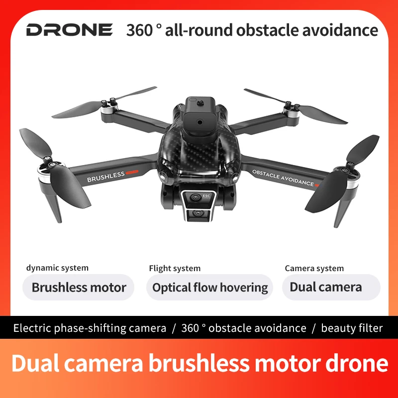 

2024 New T2 Pro Drone Electric Adjustment Dual Camera Drones Obstacle Avoidance Brushless Optical Flow Remote Control Dron Toy