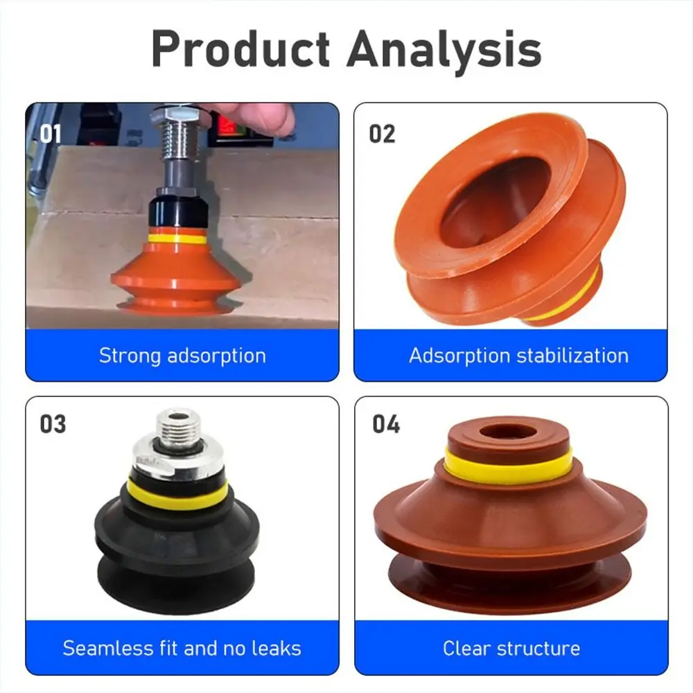 1Pcs PIAB Style Vacuum Suction Cup B5 B8 B10 B15 B20 Silicone Industrial Vacuum Chuck Nitrile Rubber Double Layer