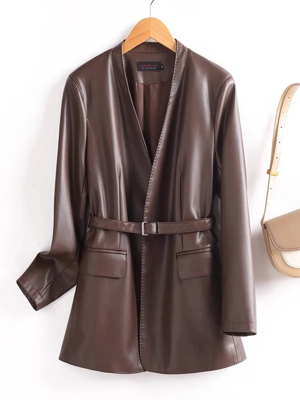   Ning Genuino eepskin Cappotto da Donna di Media Lunghezza 2025 Nuova Primavera Autunno Gilet Dimagrante Faionable Capispalla