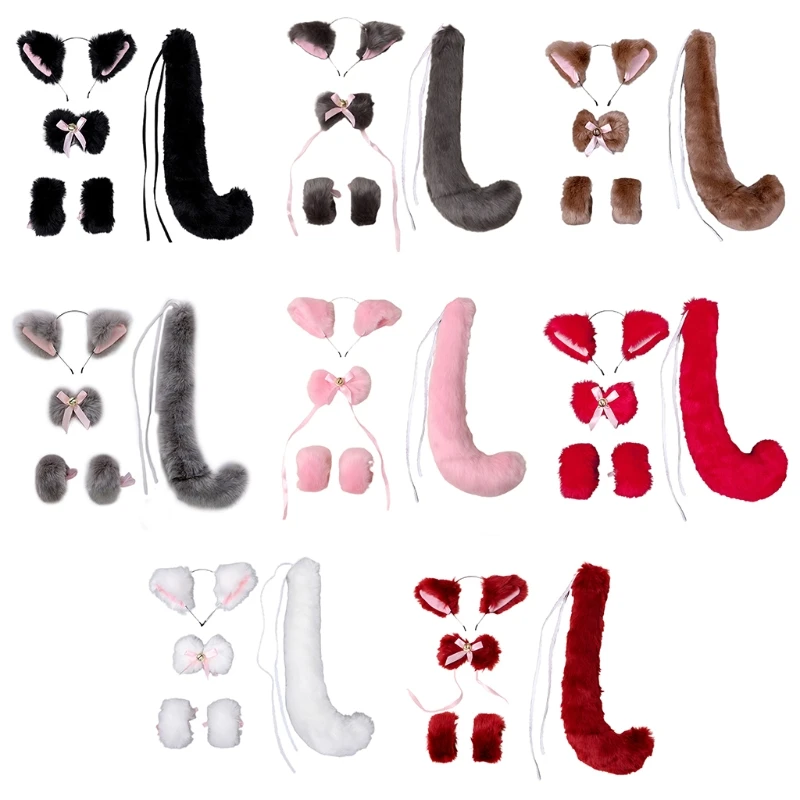 

5 Pieces for Cat Girls Cosplay Set Kitten Ears Headband Plush for Cat N58F