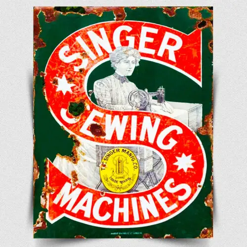 METAL PLAQUE SIGN SINGER SEWING MACHINES Retro Vintage style office shop work