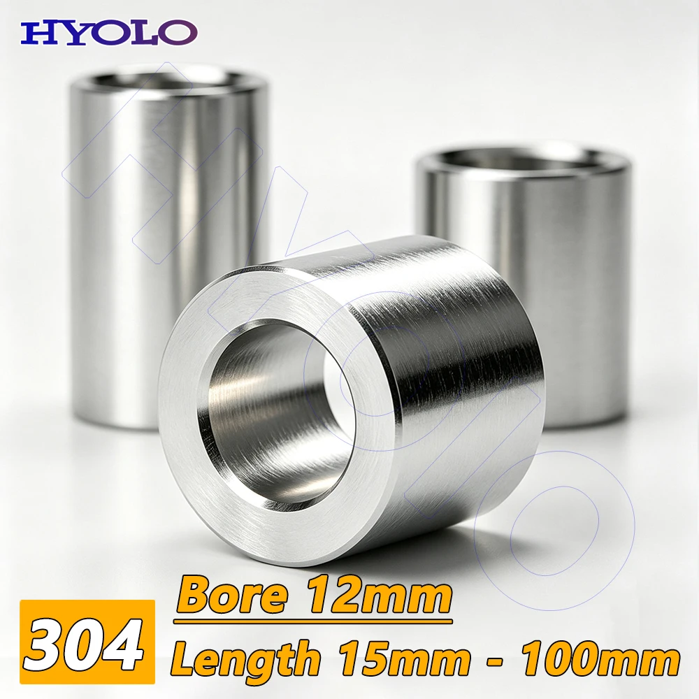 M12 15-100mm 304 Stainless Steel Unthreaded Spacer Standoff, Round PCB Motherboard Bushing for DIY Electronics