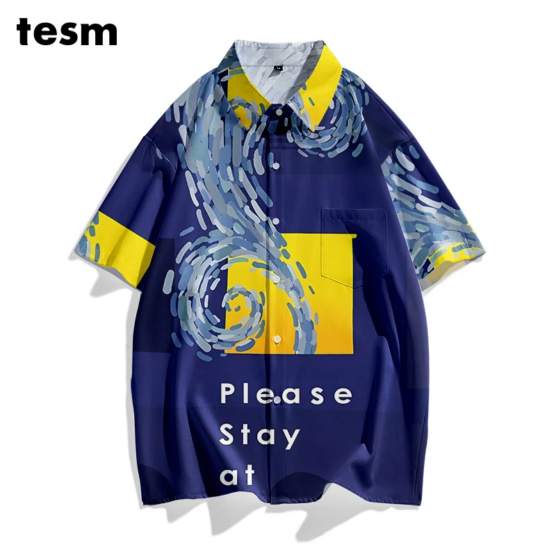 

TESM Summer Couple Matching Hawaiian Shirts - Unisex Loose Short-Sleeve Breathable Sun-Protective Men Women Vacation Beach Tops