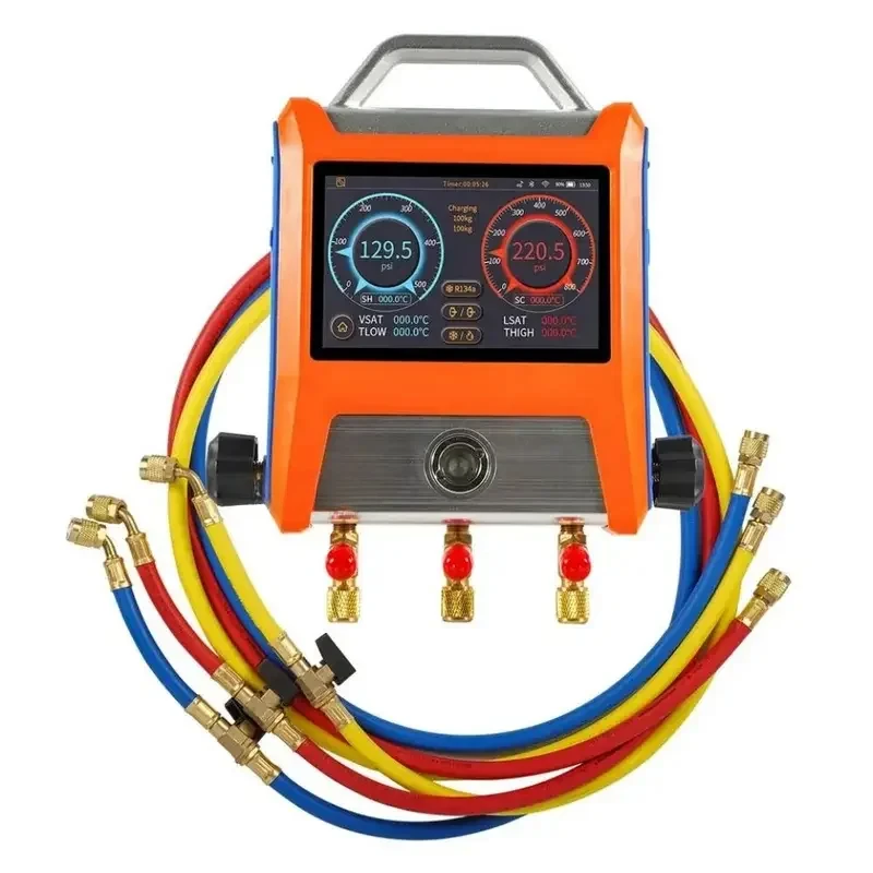 Digital 4 Valve Manifold -20V EMG-40V -10 LMG-10W Wireless HVAC Refrigerant Vacuum Gauge APP Control