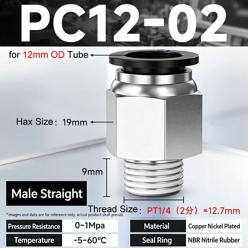 PC Pneumatic Air Connector Fitting PC 4mm 6mm 8mm10mm12mm Thread 1/8 1/4 3/8 1/2 Black Plastic Hose Fittings / Pipe Fittings